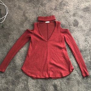 Burgundy Keyhole Sweater